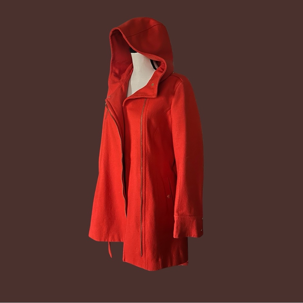 Michael Michael Kors Orange Wool Blend Hooded Belted Coat. SZ.8 - Picture 7 of 11